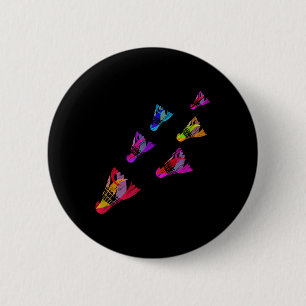 Colourful Badminton Shuttle Art Sports  6 Cm Round Badge