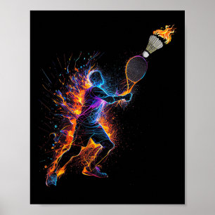 Colourful Badminton Shuttle Art Sports  Poster