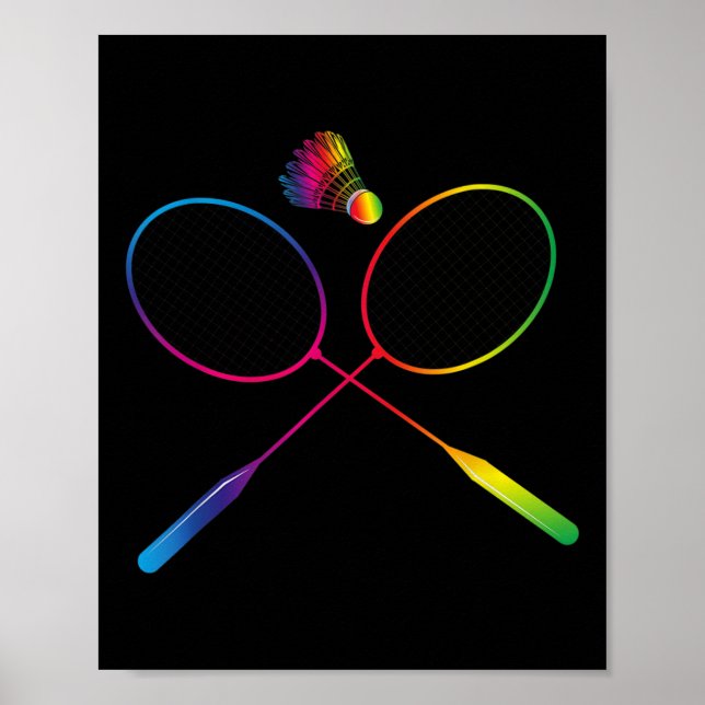 Colourful Badminton Shuttle With Shuttle Racket  Poster (Front)
