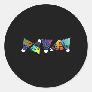 Colourful Badminton Shuttles Classic Round Sticker