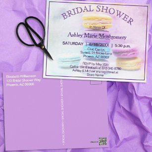 Colourful Baked Macaron Treats Bridal Shower Postcard