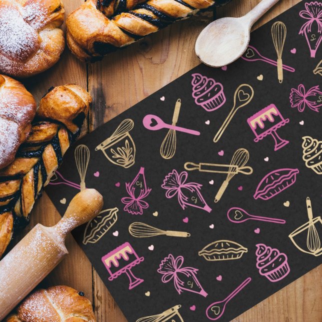 Colourful Baking & Cooking Utensil Black Gold Pink Tissue Paper (Creator Uploaded)