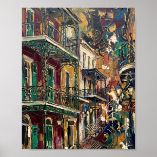 Colourful Balcony Poster Luxury Abstract Oil Paint