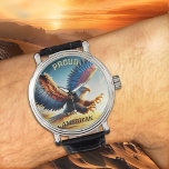 Colourful Bald Eagle Classic Patriot  Watch<br><div class="desc">Watch featuring a colourful painting of a landing eagle with spread wings. Beautiful for bird lovers and especially those who love the USA.</div>
