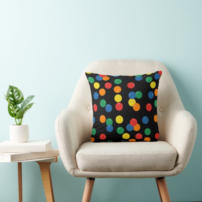 Colourful Ball Black Pattern Cushion (Chair)