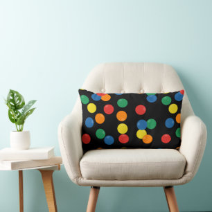 Colourful Ball Black Pattern Lumbar Cushion