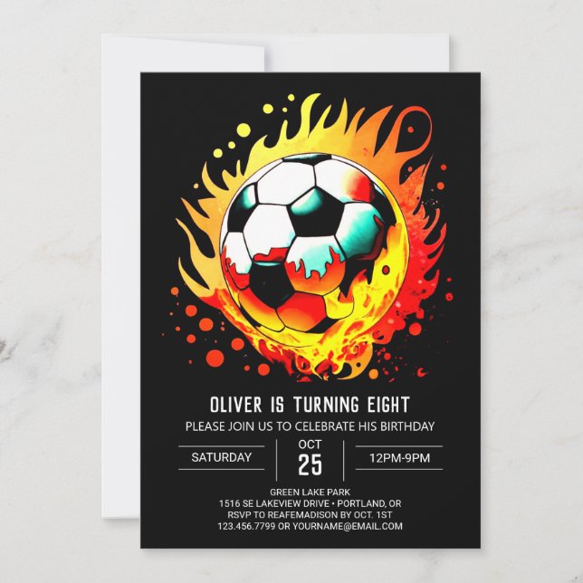 Colourful Ball Online Soccer Birthday Invitation (Front)