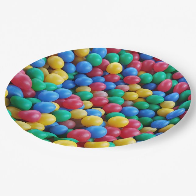 Colourful Ball Pit Balls Kids Play Paper Plate (Angled)