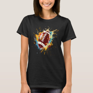 Colourful Ball Splash Art American Football Lover T-Shirt