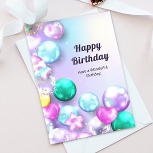 Colourful Ballons Happy Birthday Greeting Card