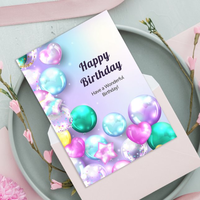 Colourful Ballons Happy Birthday Greeting Card (Creator Uploaded)
