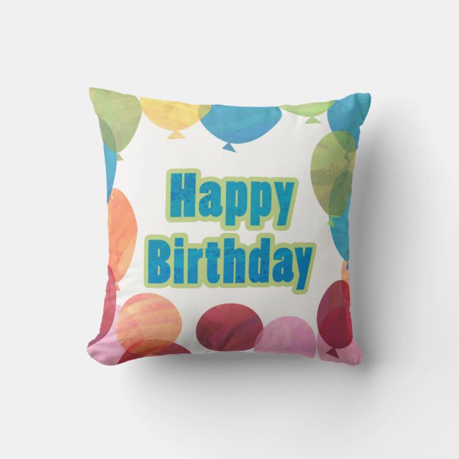 Colourful Balloon Birthday Cushion (Front)