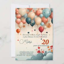 Colourful Balloon Birthday Party Invitation