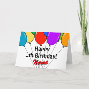 Colourful balloon bouquet Birthday greeting card