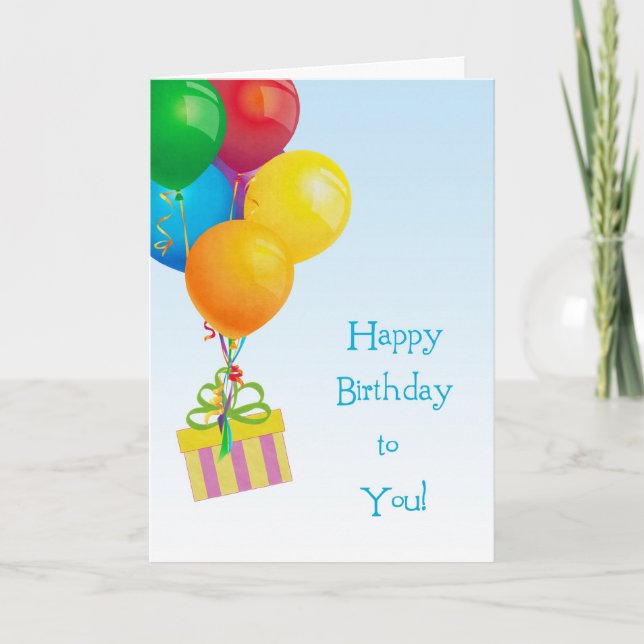 Colourful Balloon Bouquet, Gift, Birthday Card (Front)