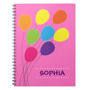 Colourful Balloon Bouquet Personalised Girls Notebook