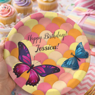 Colourful Balloon Butterfly Birthday Party Style Paper Plate