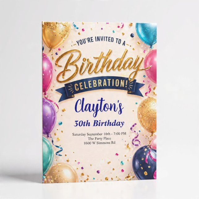 Colourful Balloon Confetti Design Modern Festive Invitation (Creator Uploaded)