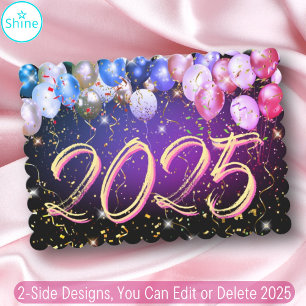 Colourful Balloon Confetti New Year Eve Celebratio Holiday Card