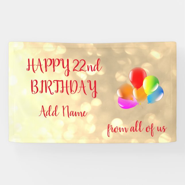 Colourful balloon design Happy 22nd Birthday Banner (Horizontal)
