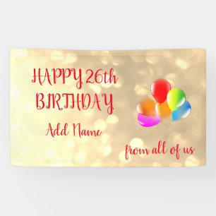 Colourful balloon design Happy 26th Birthday Banner