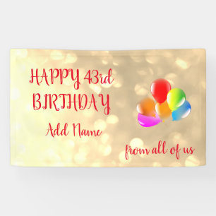 Colourful balloon design Happy 43rd Birthday Banner