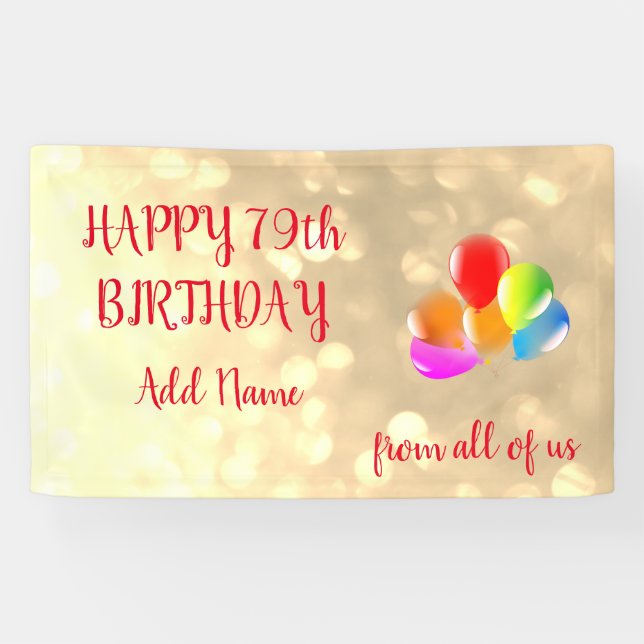 Colourful balloon design Happy 79th Birthday Banner (Horizontal)