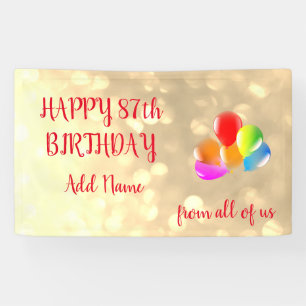 Colourful balloon design Happy 87th Birthday Banner