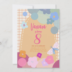 Colourful Balloon Flower Birthday Girl Invitation