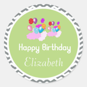 colourful balloon happy birthday green stickers