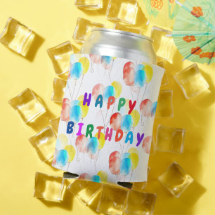 Colourful Balloon Letters Happy Birthday Party Can Cooler