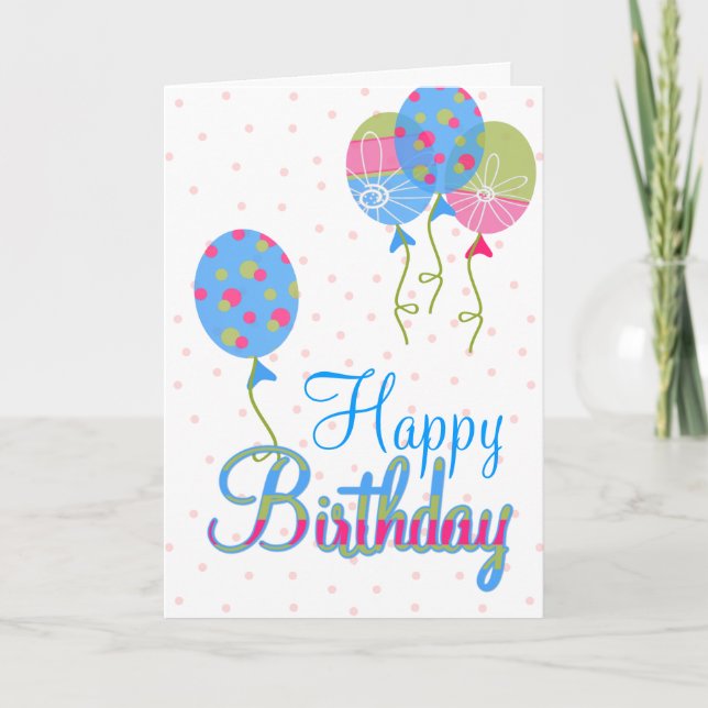 Colourful Balloons Birthday Greeting Card (Front)