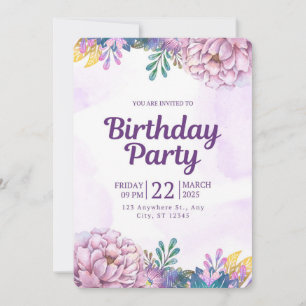 Colourful Balloons Birthday Invitation for Kids &