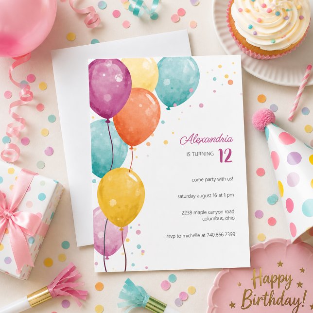 Colourful Balloons Birthday Party  Invitation (Creator Uploaded)