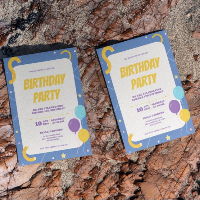 Colourful Balloons Birthday Party Invitation (Creator Uploaded)