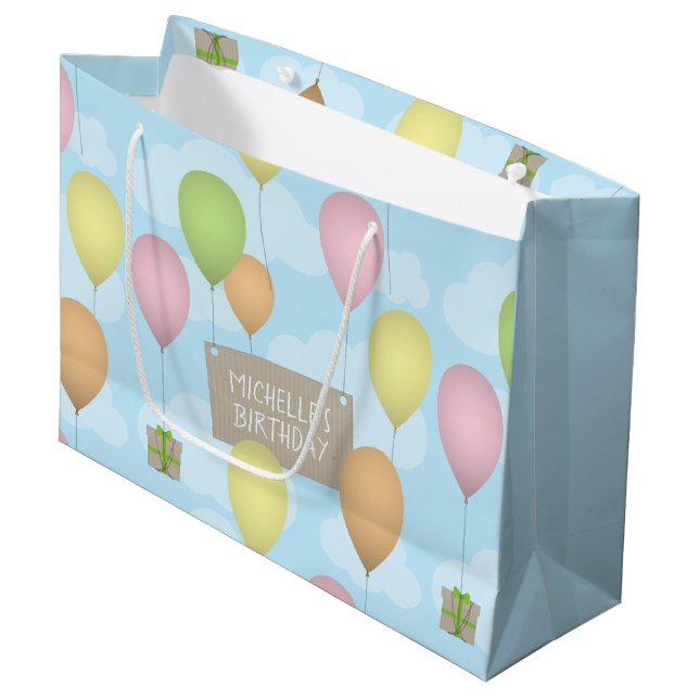 Colourful Balloons Birthday Pattern Gift Bag |1| (Front Angled)