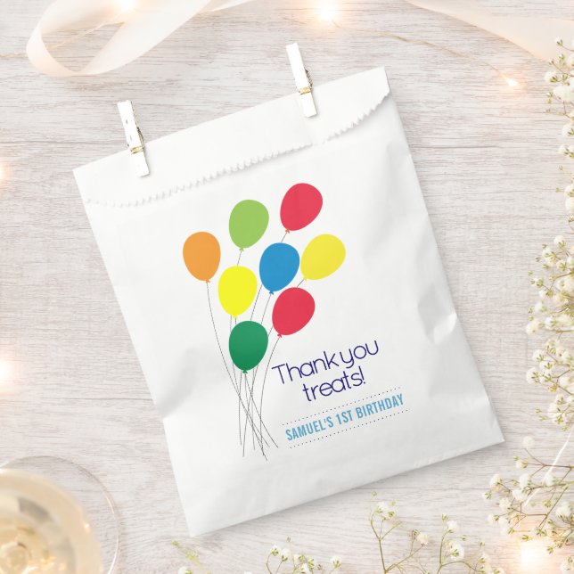Colourful Balloons Boy's Birthday Party Favour Bags (Clipped)