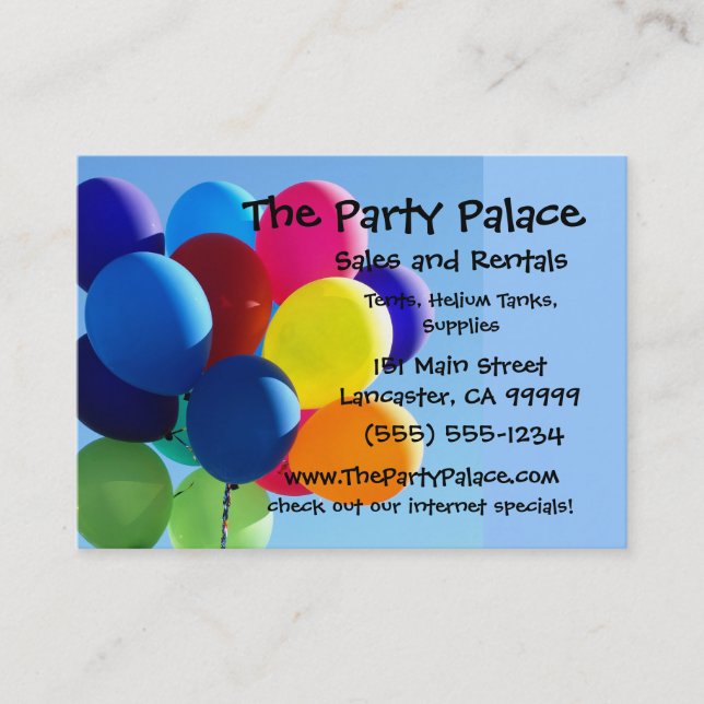 Colourful Balloons Business Card (Front)