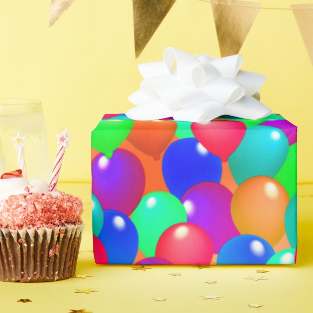 Colourful Balloons Celebration Festive Happy Joyfu Wrapping Paper (Birthday Party)