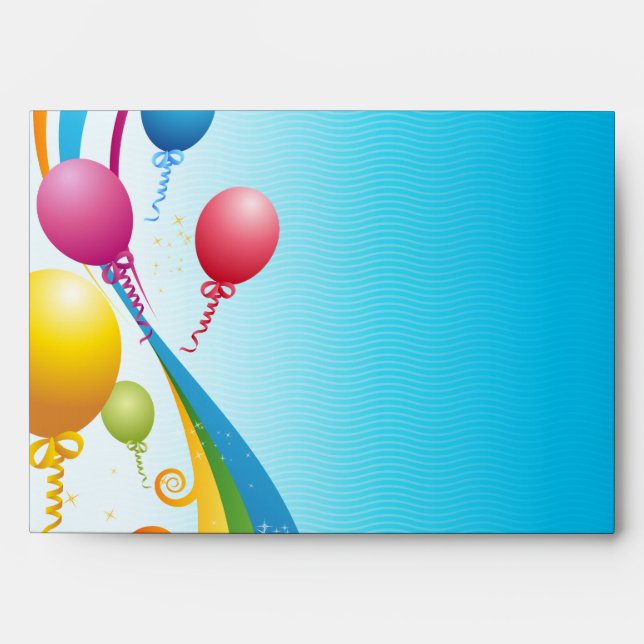 Colourful Balloons | Curly Ribbons Envelopes (Front)