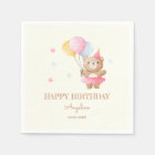 Colourful Balloons Cute Bear Girl Birthday 