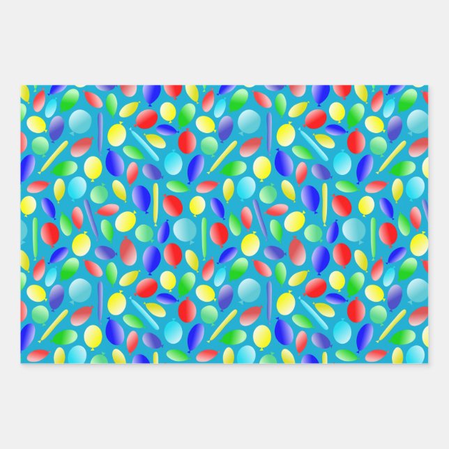 Colourful Balloons Fun Celebrations Wrapping Paper Sheet (Front 3)