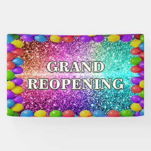 Colourful Balloons Grand reopening banner for stor