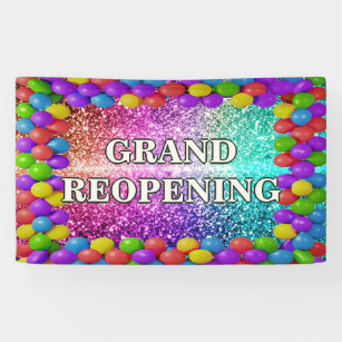 Colourful Balloons Grand Reopening banner for stor