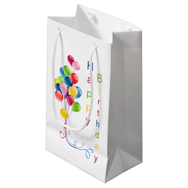 Colourful Balloons, Happy Birthday Gift Bag (Front Angled)