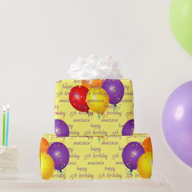 Colourful Balloons Happy Birthday Pattern Template Wrapping Paper (Party Gifts)