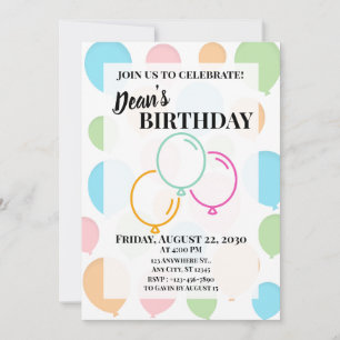 Colourful Balloons Invitation