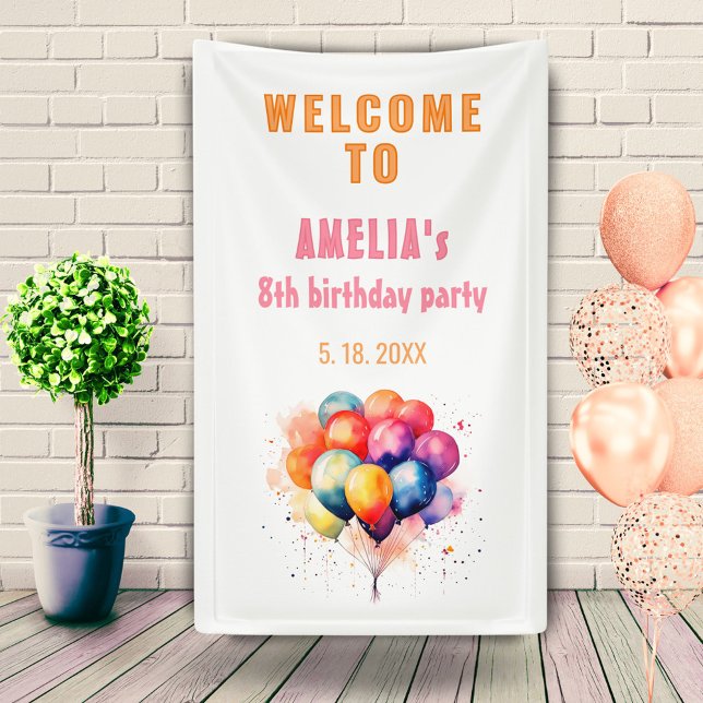 Colourful Balloons Kids Birthday party Welcome Banner (Creator Uploaded)