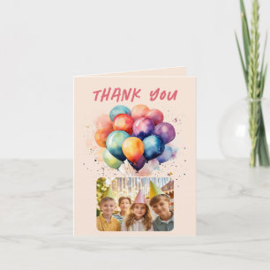 Colourful Balloons Kids Birthday Photo Thank you Card