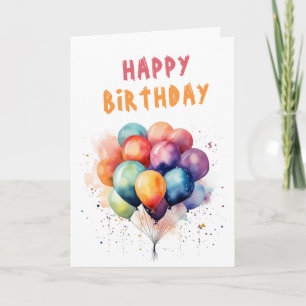 Colourful Balloons Kids Happy Birthday Card